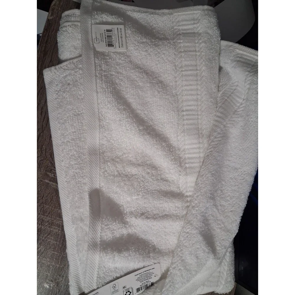Mainstays Basic Bath Towel White 100% Cotton 27x52  Textured OEKO-TEX